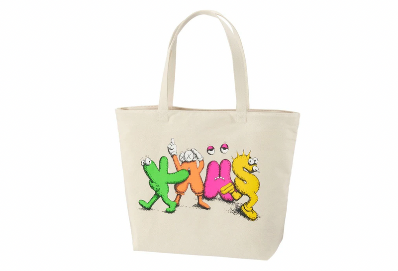 KAWS x Uniqlo Logo Tote Bag Beige